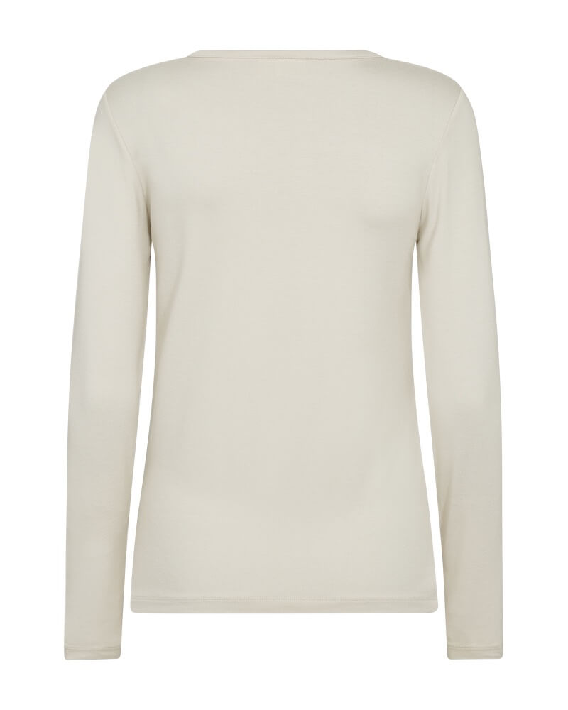 ryggen af creme hvid bluse med lange ærmer Freequent FQLIANA-TEE Moonbeam
