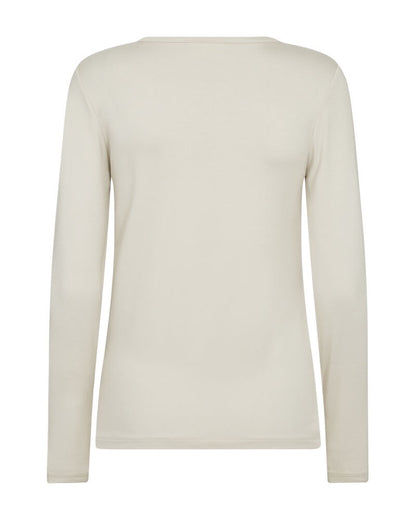 ryggen af creme hvid bluse med lange ærmer Freequent FQLIANA-TEE Moonbeam