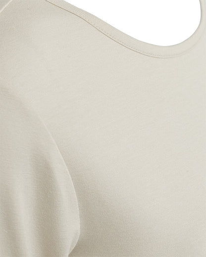 rund hals på creme hvid bluse med lange ærmer Freequent FQLIANA-TEE Moonbeam