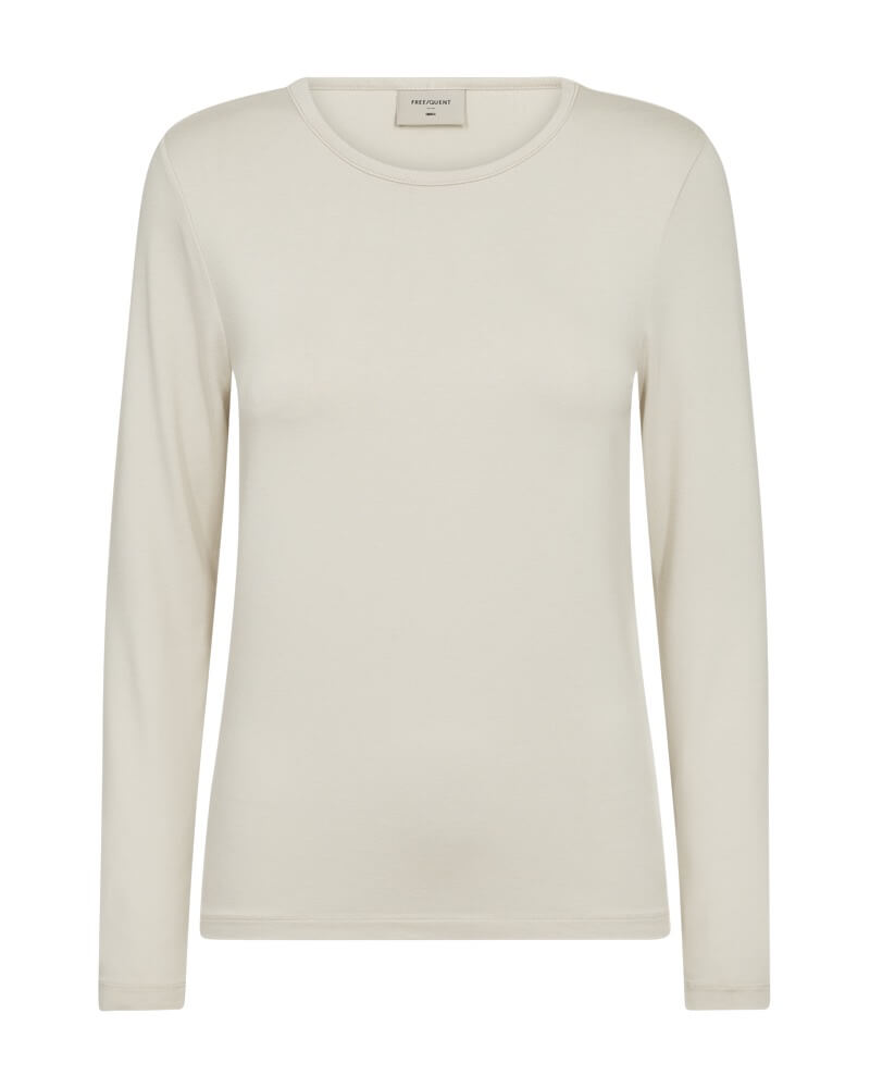 creme hvid bluse med lange ærmer Freequent FQLIANA-TEE Moonbeam