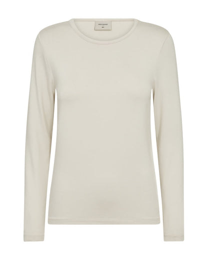creme hvid bluse med lange ærmer Freequent FQLIANA-TEE Moonbeam