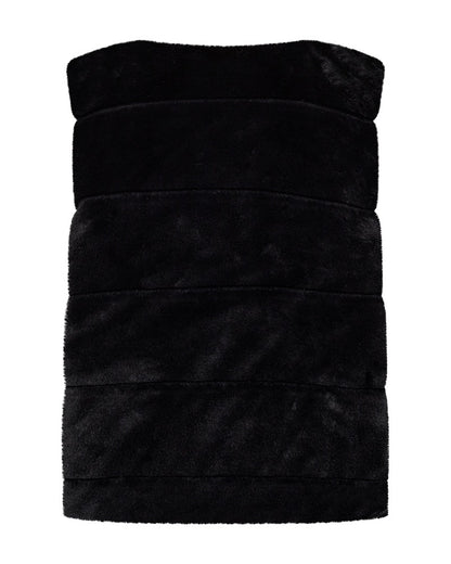 ryggen af blød sort vest i faux fur med v-hals. Freequent FQFOXY-WAISTCOAT Black