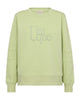 limegrøn sweatshirt med slids i sidesømmen og broderi på fronten. Freequent Shadow Lime FQPROSIT-PULLOVER