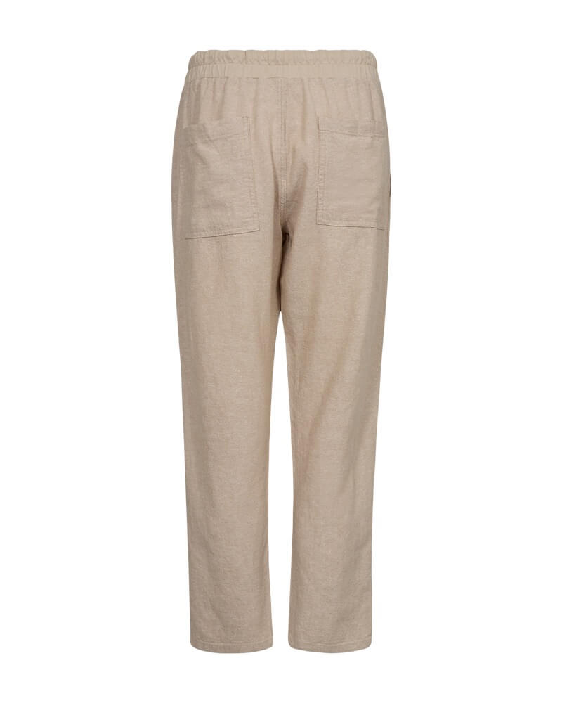 baglommer på beige hørbukser Freequent Sand melange FQLAVA-PANTS