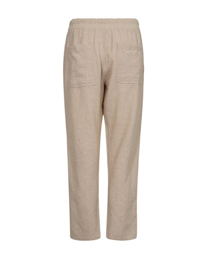 baglommer på beige hørbukser Freequent Sand melange FQLAVA-PANTS