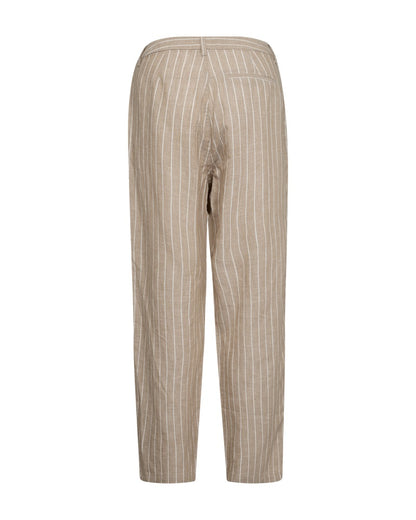 bagpå beige bukser med tynde hvide striber. Freequent Sand Off-white FQLAVEGA-PANTS