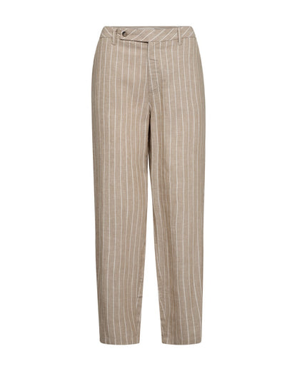 beige bukser med tynde hvide striber. Freequent Sand Off-white FQLAVEGA-PANTS
