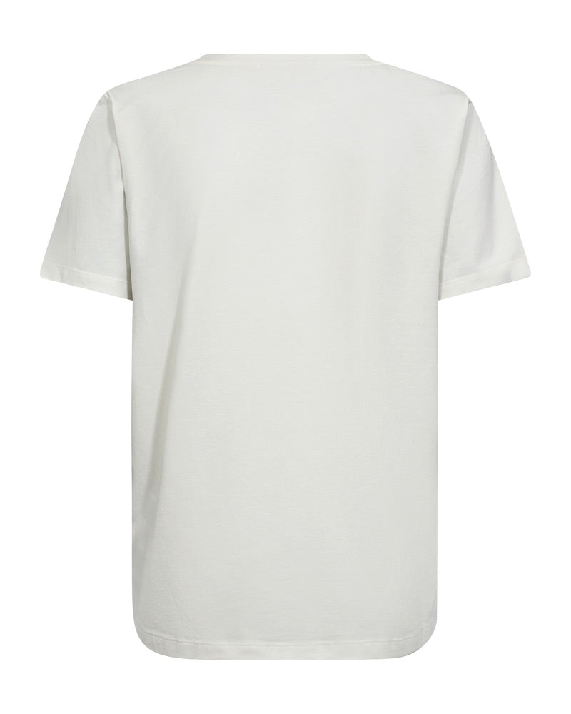 ryggen af hvid t-shirt med pink mønster Freequent Star off-white w Fuchsia Pink FQFENJAL-TEE