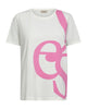 hvid t-shirt med pink mønster Freequent Star off-white w Fuchsia Pink FQFENJAL-TEE