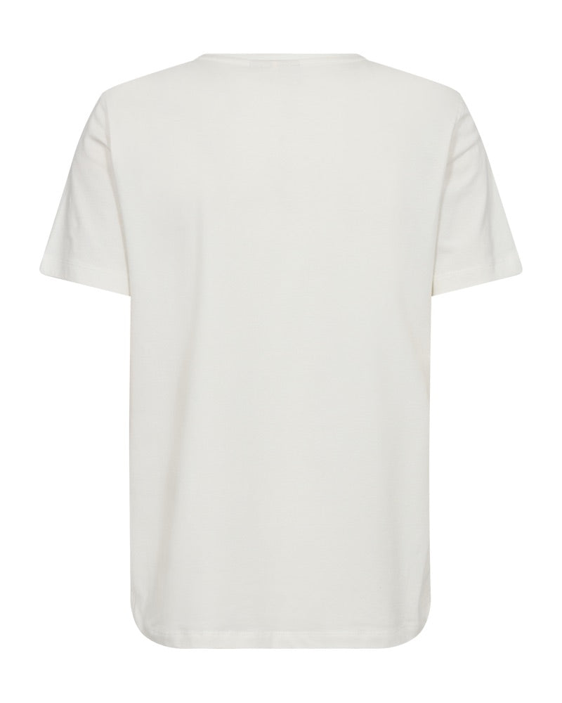 ryggen af hvid t-shirt med rødt mønster Freequent FQFENJAL-TEE Star Off-white Bittersweet