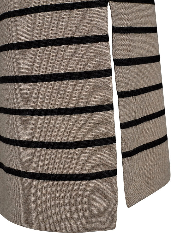 slids på lang stribet nederdel Freequent FQANI-SKIRT Simply Taupe mel. w. Black
