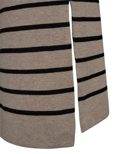 slids på lang stribet nederdel Freequent FQANI-SKIRT Simply Taupe mel. w. Black