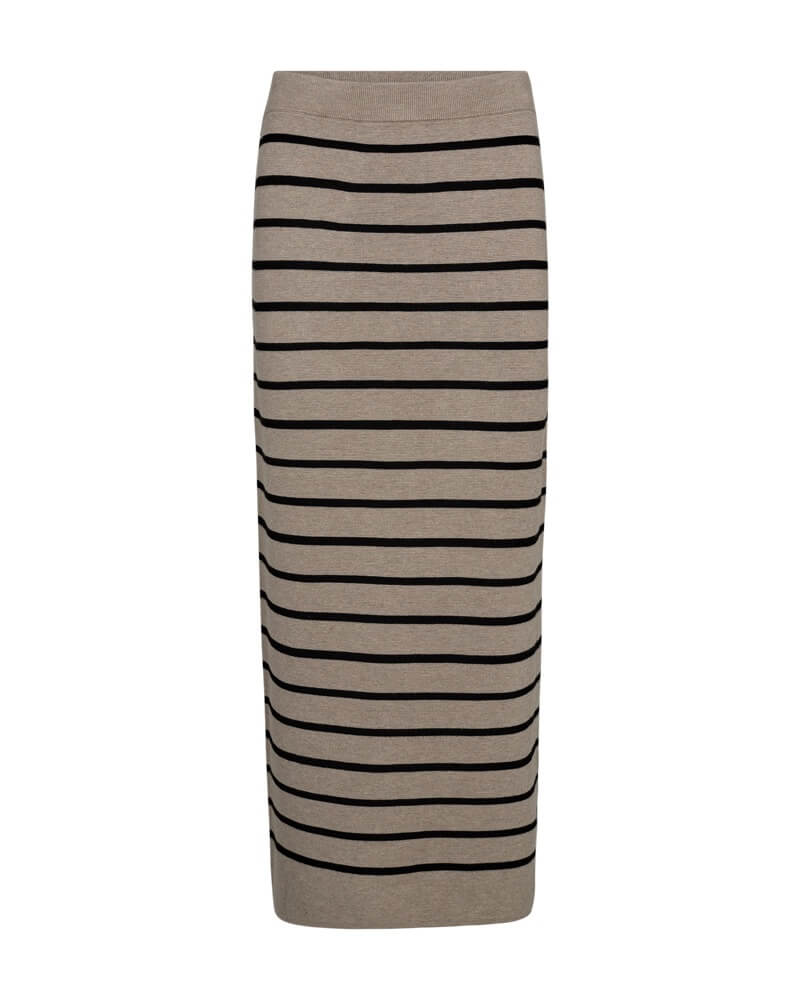 lang stribet nederdel Freequent FQANI-SKIRT Simply Taupe mel. w. Black