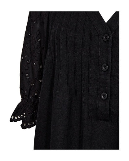 flæseærmer på sort kjole i hør med søde ærmer. Freequent FQLALUNA-DRESS Black