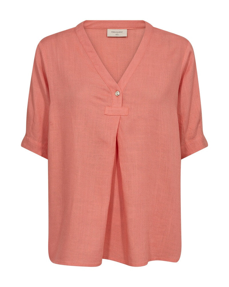 kortærmet coral bluse Freequent FQLARIN-BLOUSE Burnt Coral