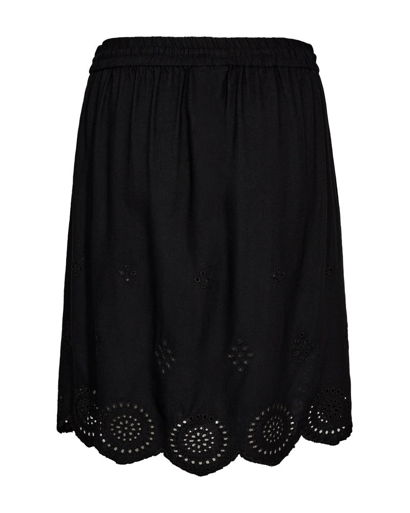 FreeQuent Sort kort nederdel med broderi kant