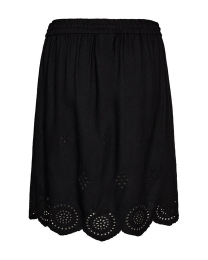 FreeQuent Sort kort nederdel med broderi kant