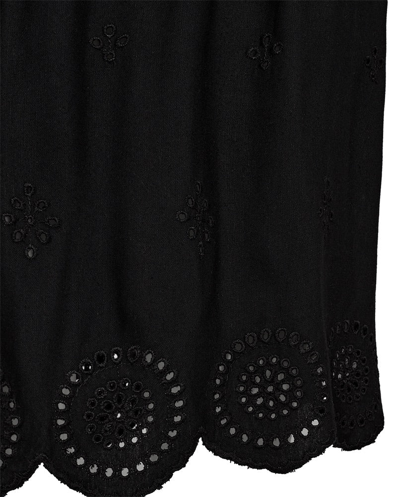 FreeQuent Sort kort nederdel med broderi kant