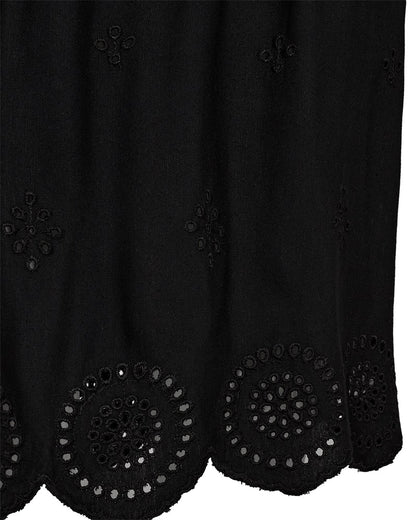 FreeQuent Sort kort nederdel med broderi kant