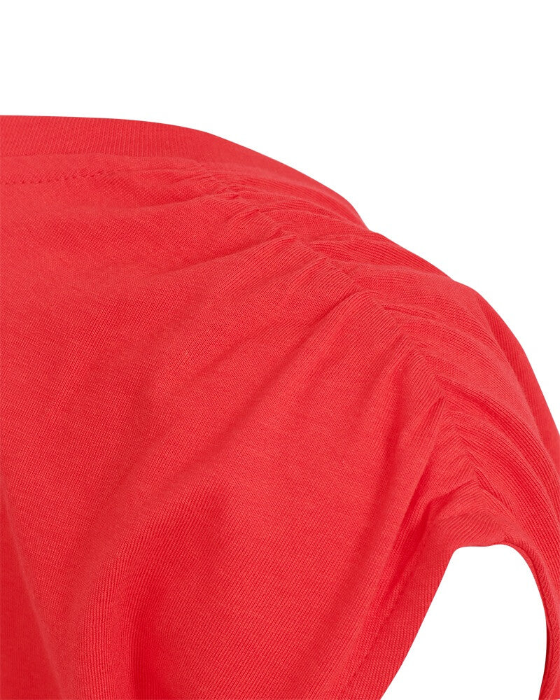 rød t-shirt med rynkedetaljer på skuldrene Freequent FQMELISSA-TEE Bittersweet