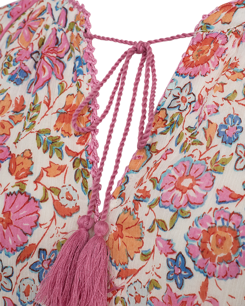 Freequent FQCARIN-DRESS | Star off-white w. Fuchsia Pink