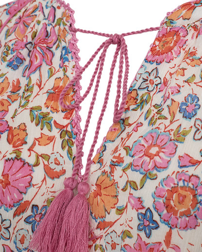 Freequent FQCARIN-DRESS | Star off-white w. Fuchsia Pink