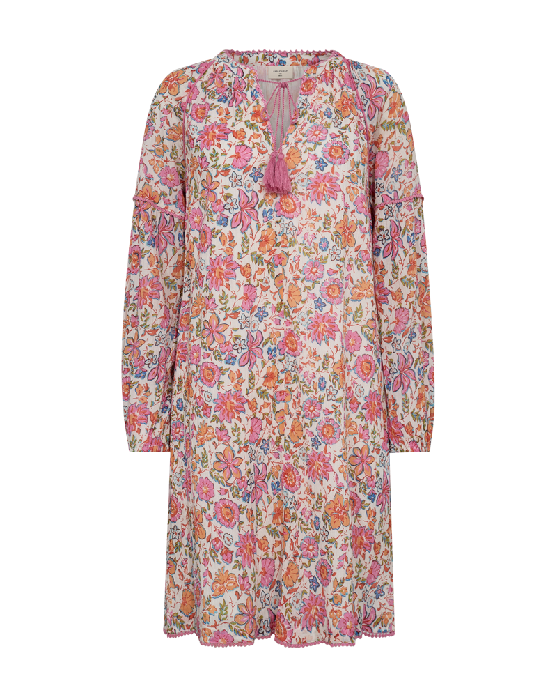 Freequent FQCARIN-DRESS | Star off-white w. Fuchsia Pink