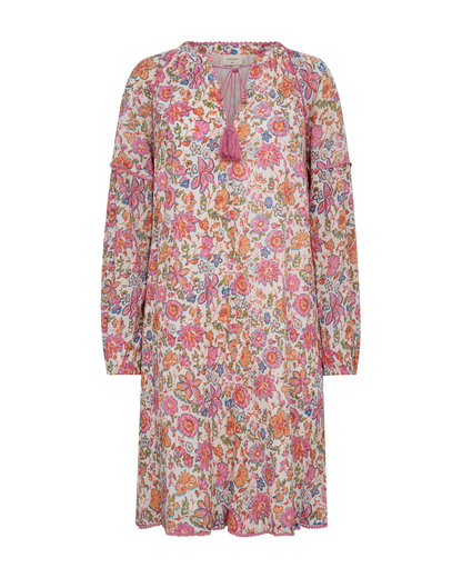 Freequent FQCARIN-DRESS | Star off-white w. Fuchsia Pink