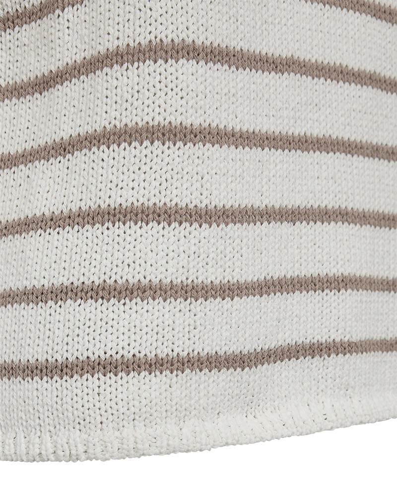 striber på Freequent FQGRANDE-PULLOVER Brilliant White w Simply Taupe