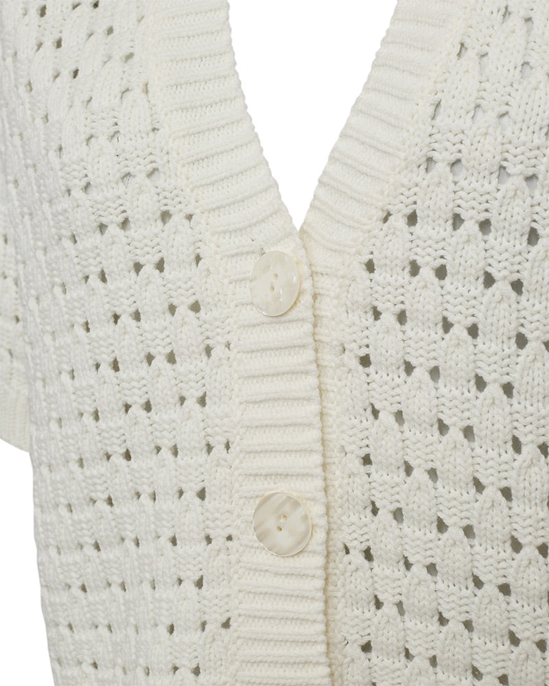 knapper på hvid hullet cardigan Freequent FQFLOTTA-CARDIGAN Star Off-white