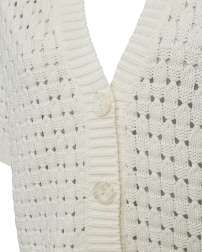 knapper på hvid hullet cardigan Freequent FQFLOTTA-CARDIGAN Star Off-white