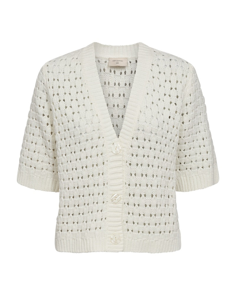 kortærmet hvid hullet cardigan Freequent FQFLOTTA-CARDIGAN Star Off-white