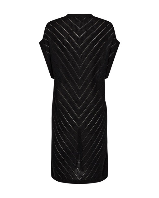 ryggen af kortærmet sort cardigan med gennemsigtige striber. Freequent FQELINA-CARDIGAN