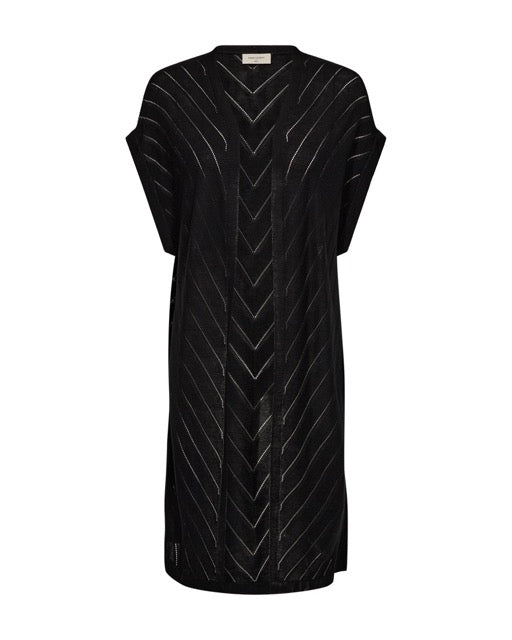 kortærmet sort cardigan med gennemsigtige striber. Freequent FQELINA-CARDIGAN