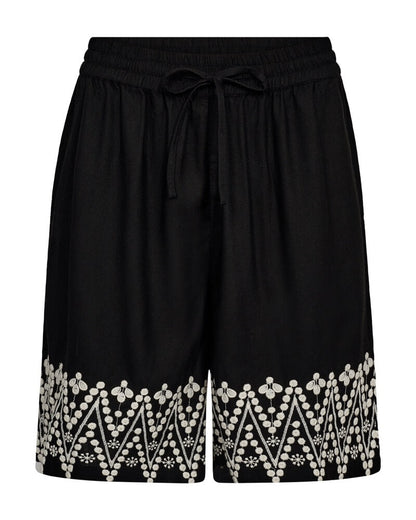sorte shorts med broderi Freequent Black w. Moonbeam FQLINUS-SHORTS