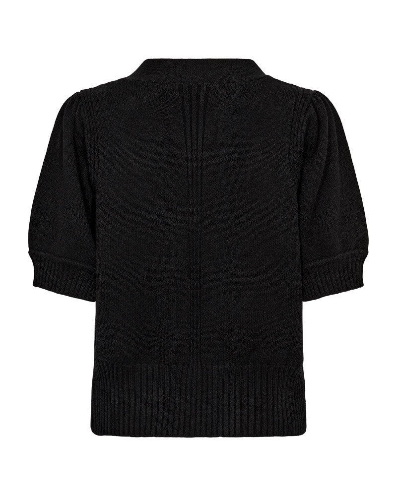 ryggen af kortærmet sort cardigan. Freequent FQALPI-CARDIGAN Black