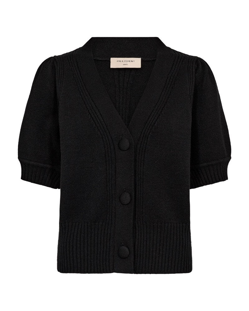 kortærmet sort cardigan med knapper foran. Freequent FQALPI-CARDIGAN Black