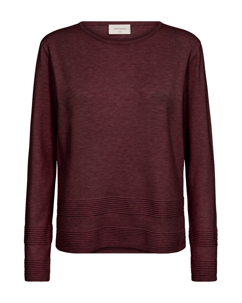 langærmet bordeaux rød strik. Freequent FQFLOW-PULLOVER Port Royale