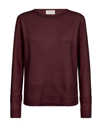 langærmet bordeaux rød strik. Freequent FQFLOW-PULLOVER Port Royale