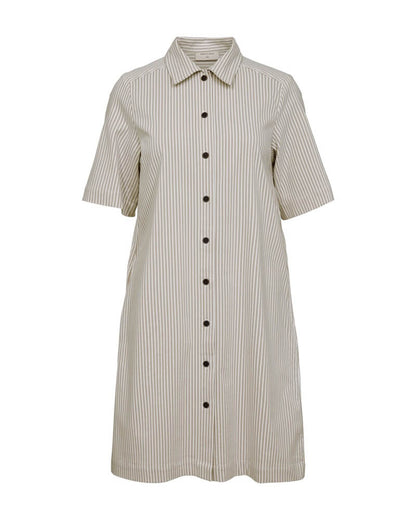 beige kjole med knapper foran. Freequent FQREXA-DRESS | Simply Taupe w. Star Off-white