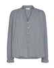 blå bluse med knaplukning og v-hals Freequent FQHELLY-BLOUSE Moonbeam w. Vintage Indigo
