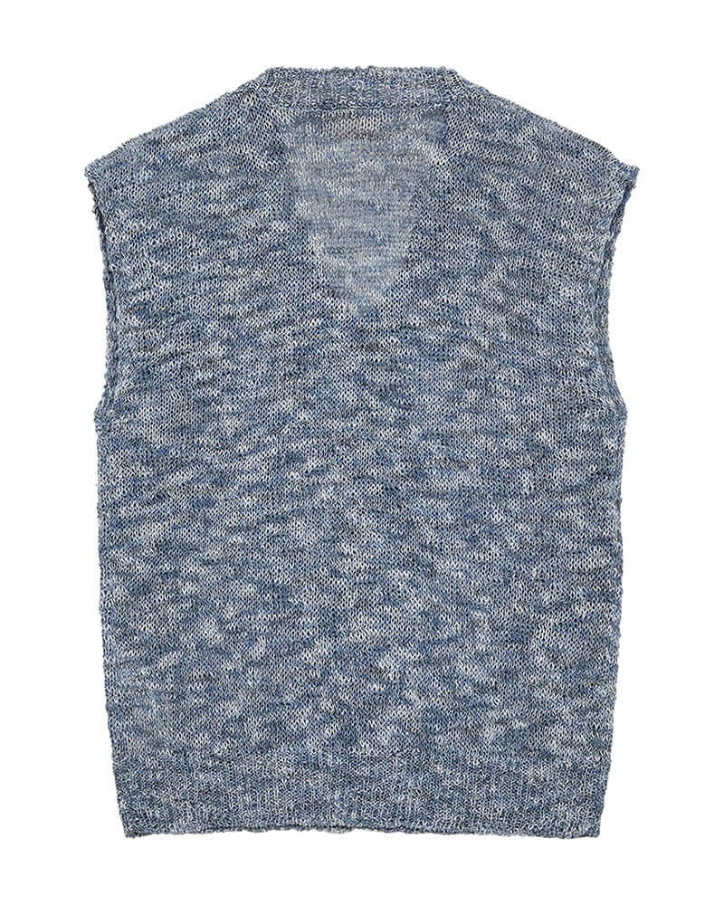 strikket blå vest Freequent FQBALTER-WAISTCOAT Brilliant White w Deep Ultrama