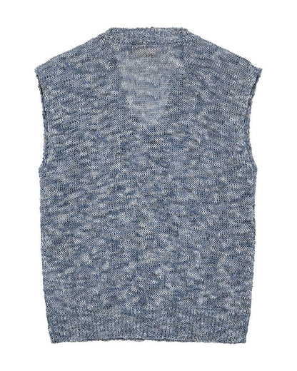 strikket blå vest Freequent FQBALTER-WAISTCOAT Brilliant White w Deep Ultrama