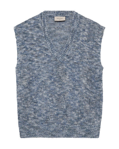 blå vest i strik Freequent FQBALTER-WAISTCOAT Brilliant White w Deep Ultrama