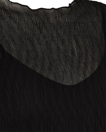 Freequent FQEDELYN-DRESS Black sort kjole lange ærmer gennemsigtig med underkjole