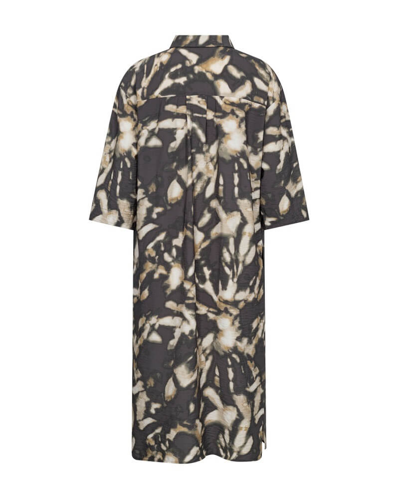 ryggen af mønstret kjole med lommer. Freequent FQNUNU-DRESS Asphalt w. Antique Bronze