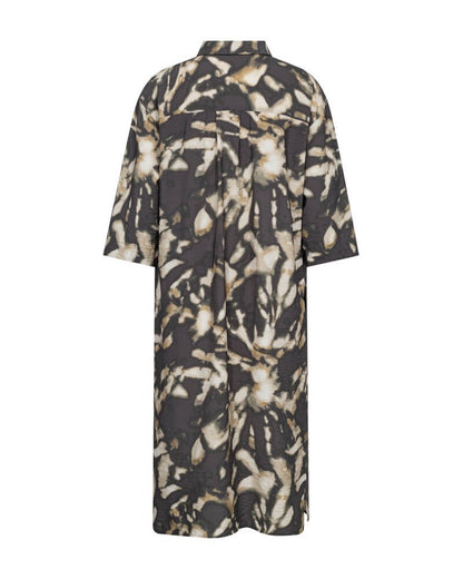 ryggen af mønstret kjole med lommer. Freequent FQNUNU-DRESS Asphalt w. Antique Bronze