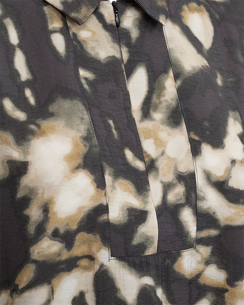 sidelomme på mønstret kjole med lommer. Freequent FQNUNU-DRESS Asphalt w. Antique Bronze