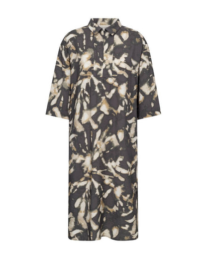 mønstret kjole med lommer. Freequent FQNUNU-DRESS Asphalt w. Antique Bronze