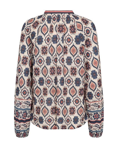 ryggen af mønstret bluse Freequent FQNOMES-BLOUSE Moonbeam w. Baked Apple